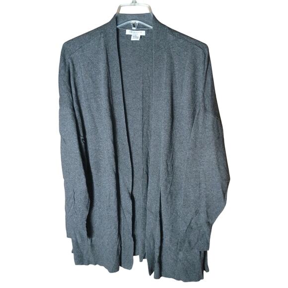 Liz Claiborne Women 2x Gray Open Front Knit Lightweight Classic Cardigan Sweater - Picture 1 of 3